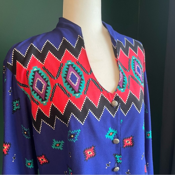 Vintage 90’s Roughrider Western Shirt Aztec Cowgirl Country Top - Picture 2 of 13